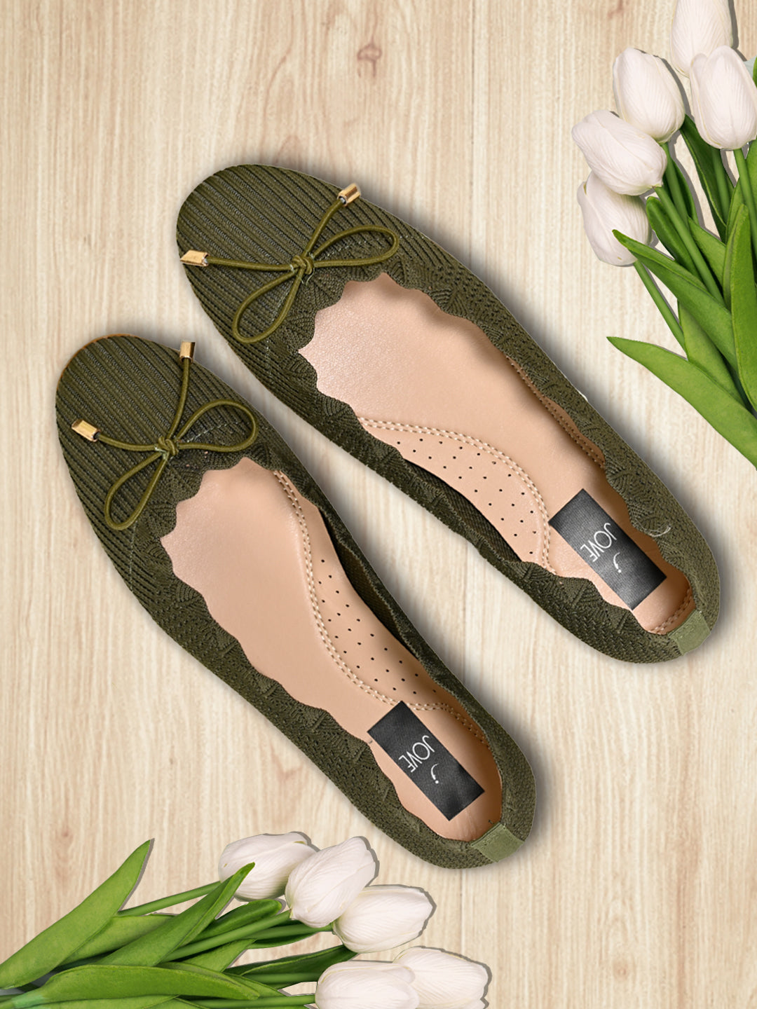 Jove Women's Green Ballerina Flat
