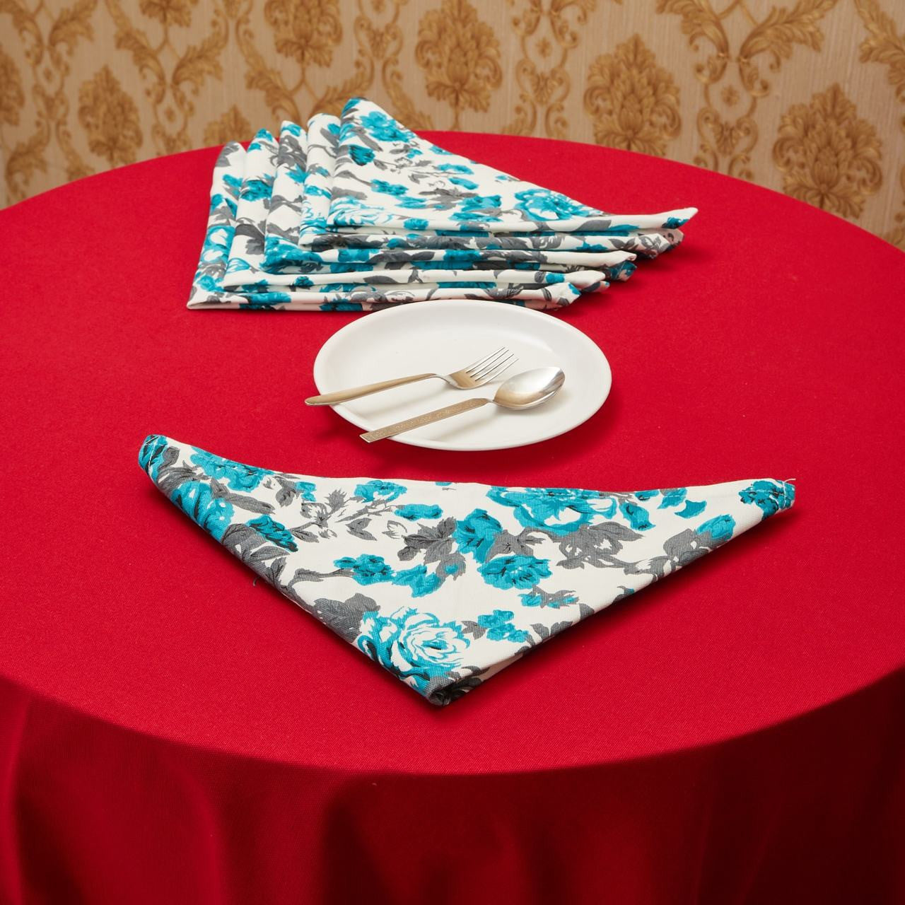 In-Sattva Home Serene Spring Print 100% Cotton Soft Touch Feel Bohemian Table Napkin Set