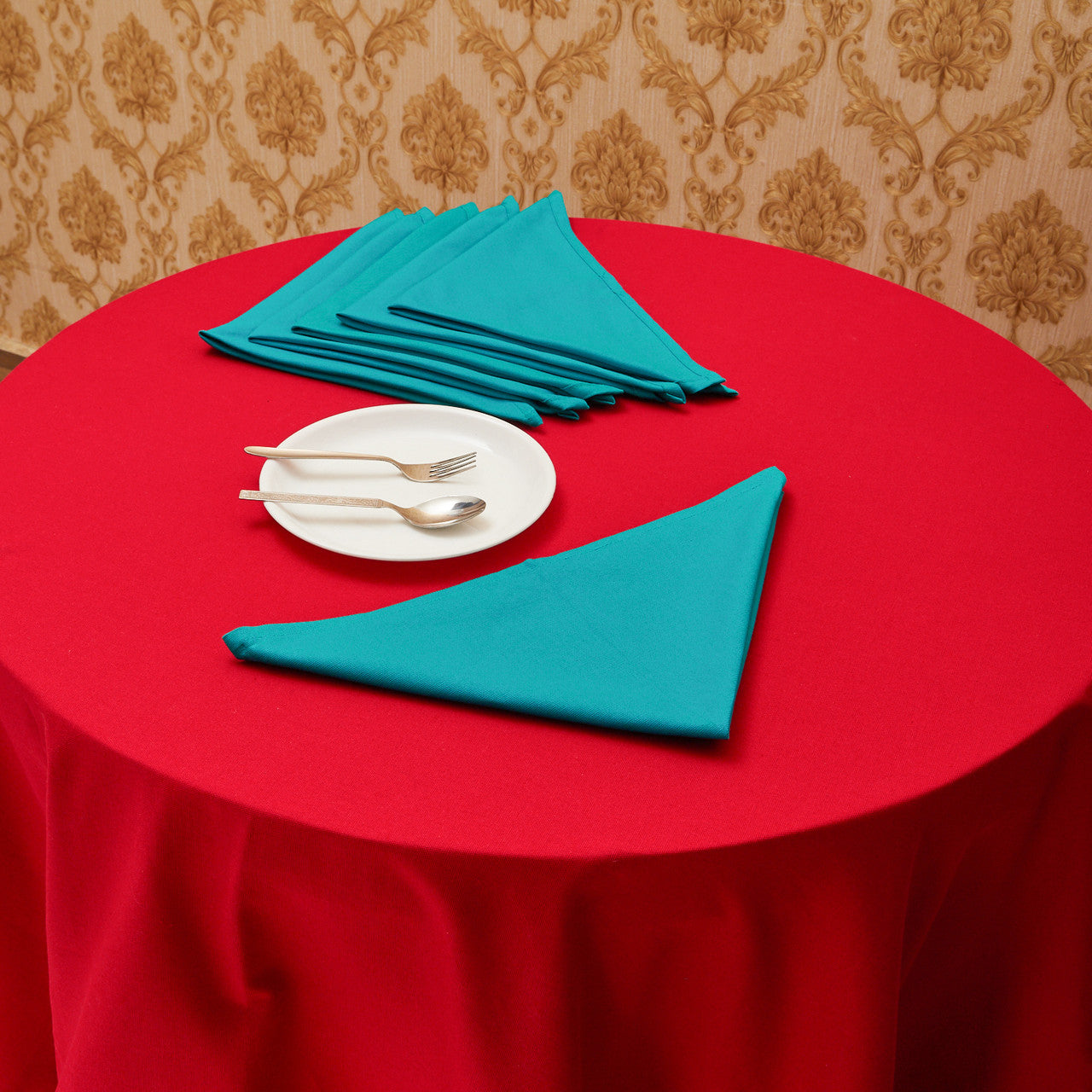 In-Sattva Home 100% Pure Cotton Solid Color Soft Touch Feel Table Napkin Set Aqua