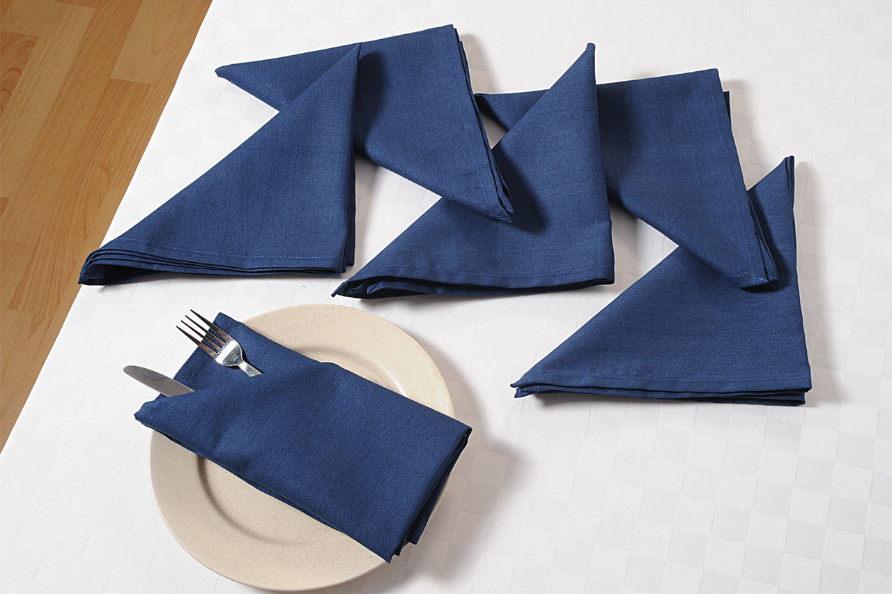 In-Sattva Home 100% Pure Cotton Solid Color Soft Touch Feel Table Napkin Set Navy