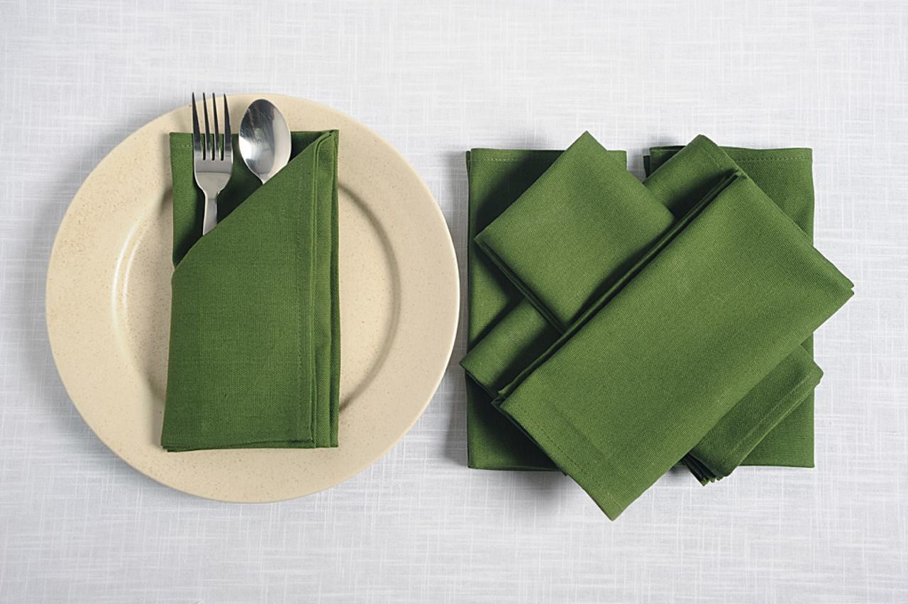 In-Sattva Home 100% Pure Cotton Solid Color Soft Touch Feel Table Napkin Set Olive