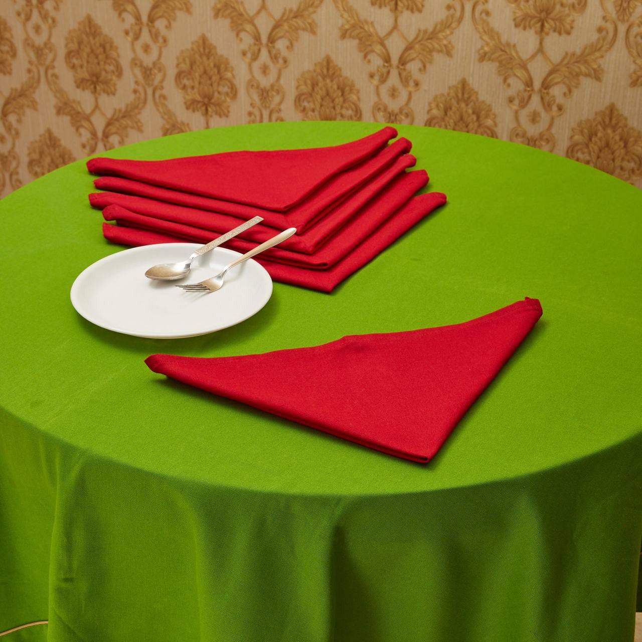 In-Sattva Home 100% Pure Cotton Solid Color Soft Touch Feel Table Napkin Set Red