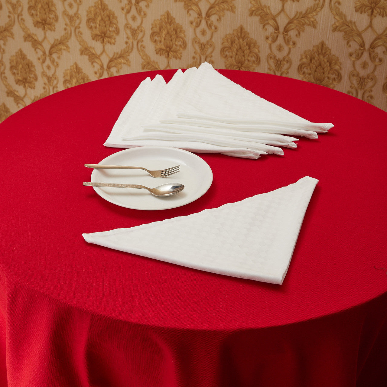 In-Sattva Home 100% Cotton Pure White Checkered Soft Touch Table Napkin Set