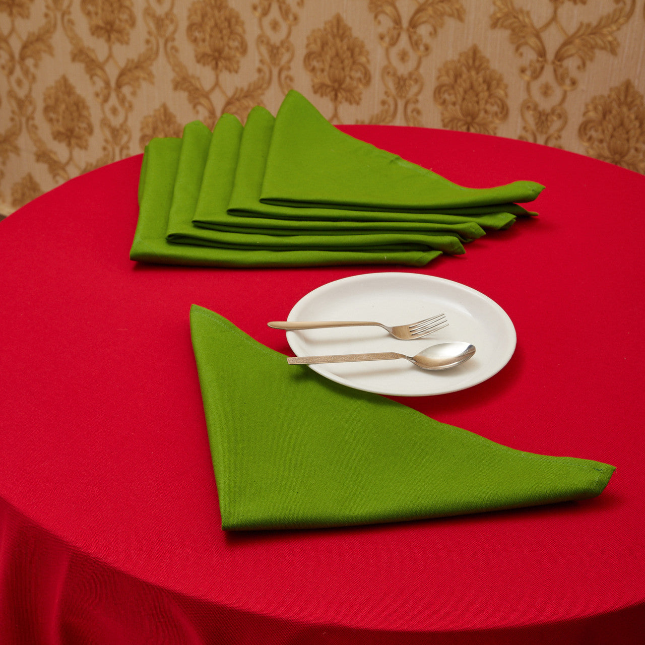 In-Sattva Home 100% Pure Cotton Solid Color Soft Touch Feel Table Napkin Set Green