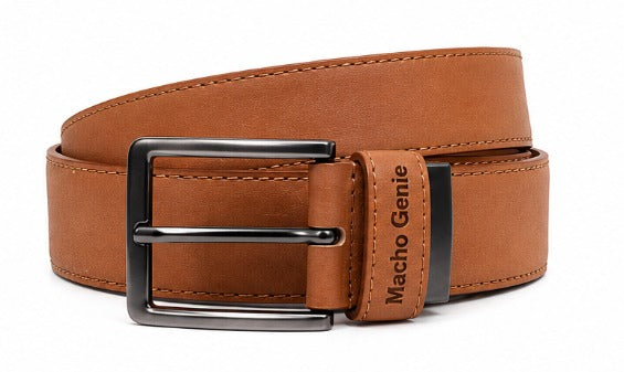 Macho Genie Tan Brown Leather Belt for Men