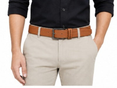 Macho Genie Tan Brown Leather Belt for Men