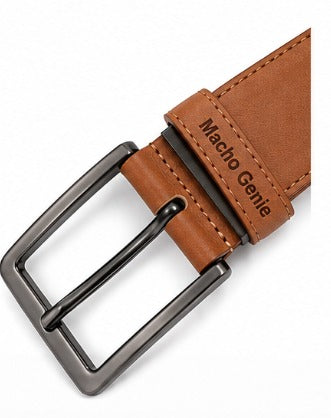 Macho Genie Tan Brown Leather Belt for Men