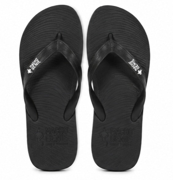 Macho Genie Men’s Black Flip Flops