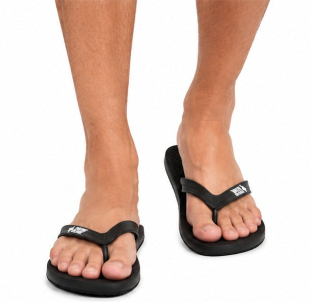 Macho Genie Men’s Black Flip Flops