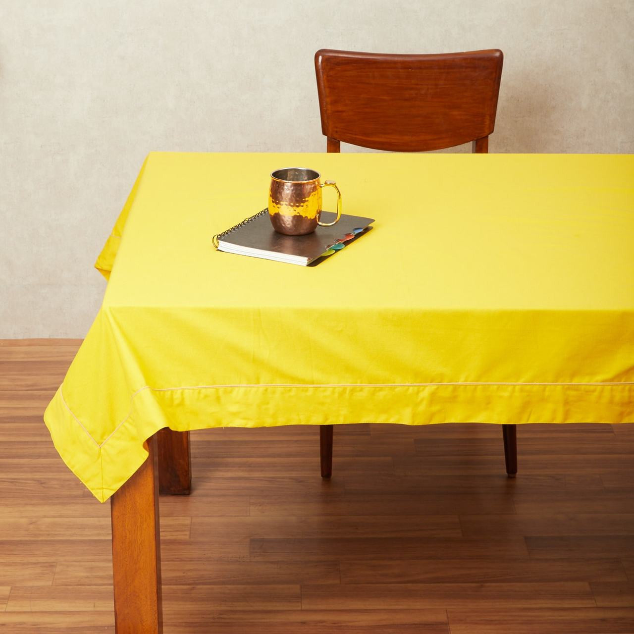 In-Sattva Home 100% Cotton Solid Color Soft Feel Washable Rectangular Table Cover Cloth Mustard