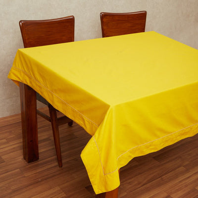 In-Sattva Home 100% Cotton Solid Color Soft Feel Washable Rectangular Table Cover Cloth Mustard