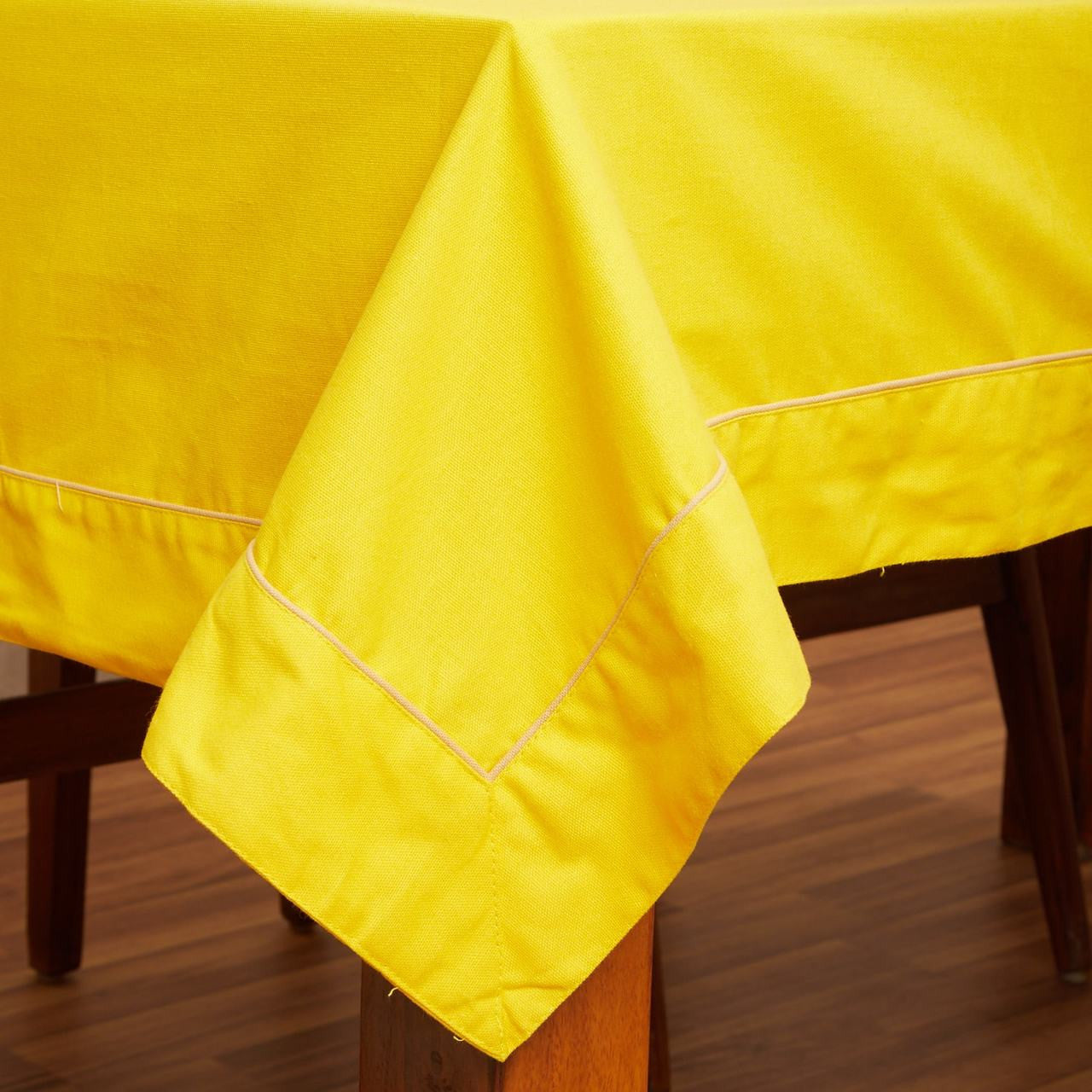 In-Sattva Home 100% Cotton Solid Color Soft Feel Washable Rectangular Table Cover Cloth Mustard