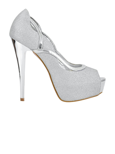 Jove Women's Peep Toe Stiletto Silver