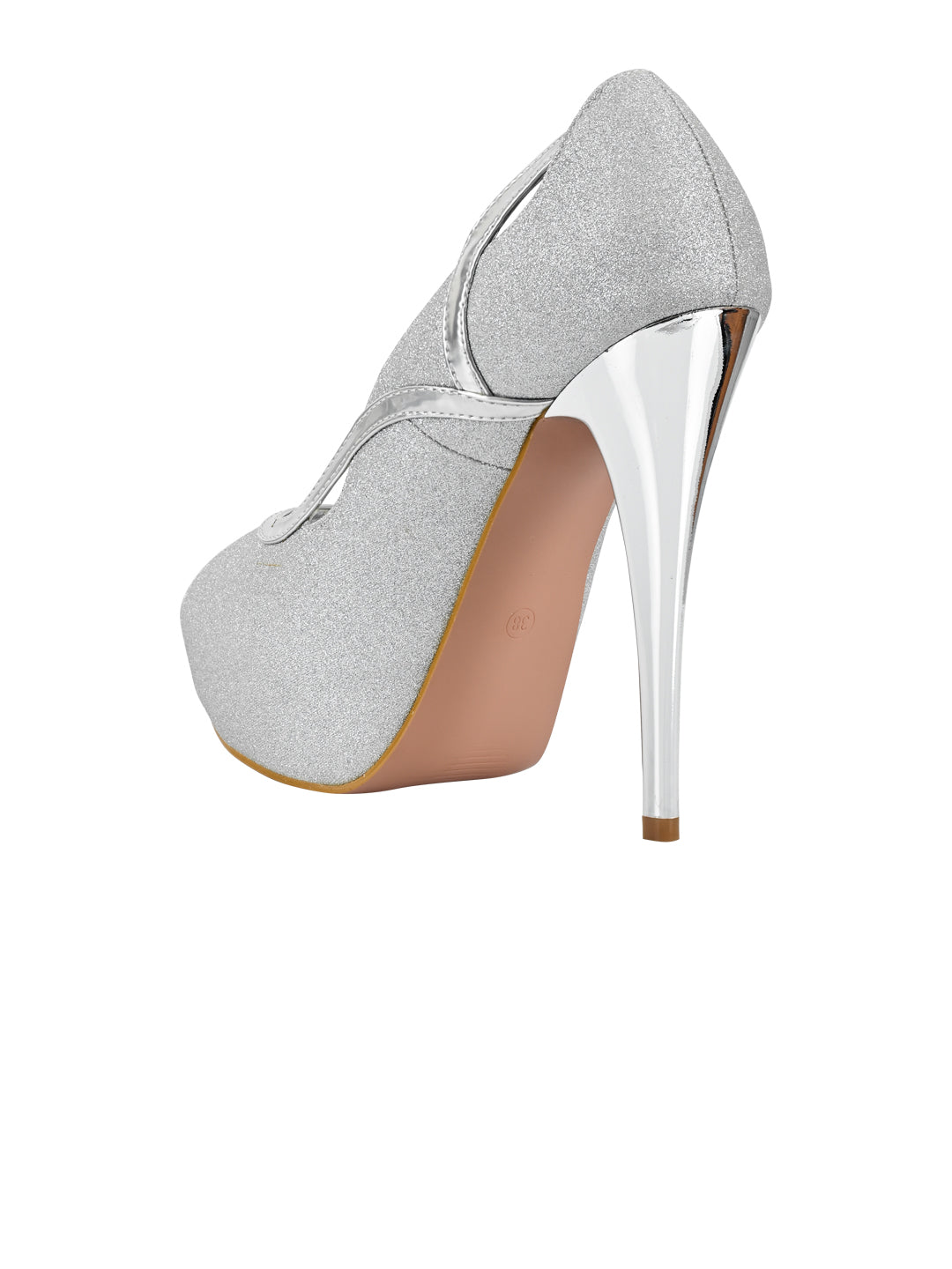 Jove Women's Peep Toe Stiletto Silver