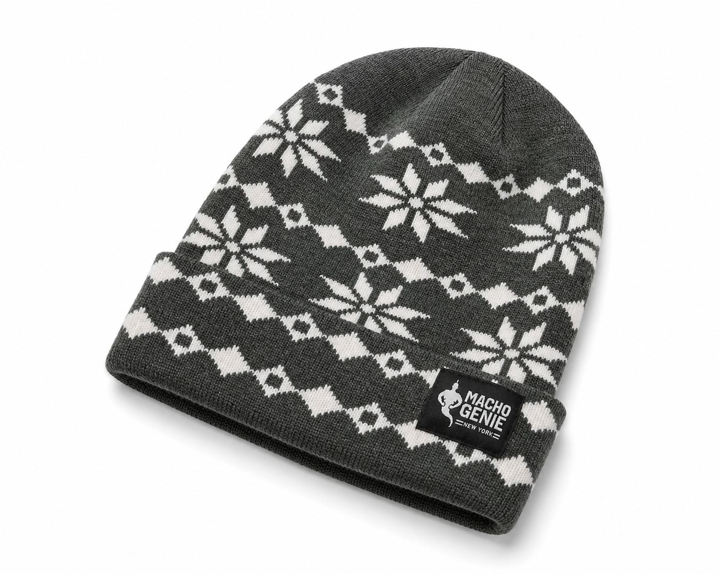 Macho Genie Men’s Nordic Knitted Beanie Cap - Grey