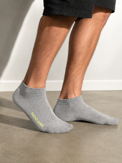 Macho Genie Men’s Grey Ankle Length Socks