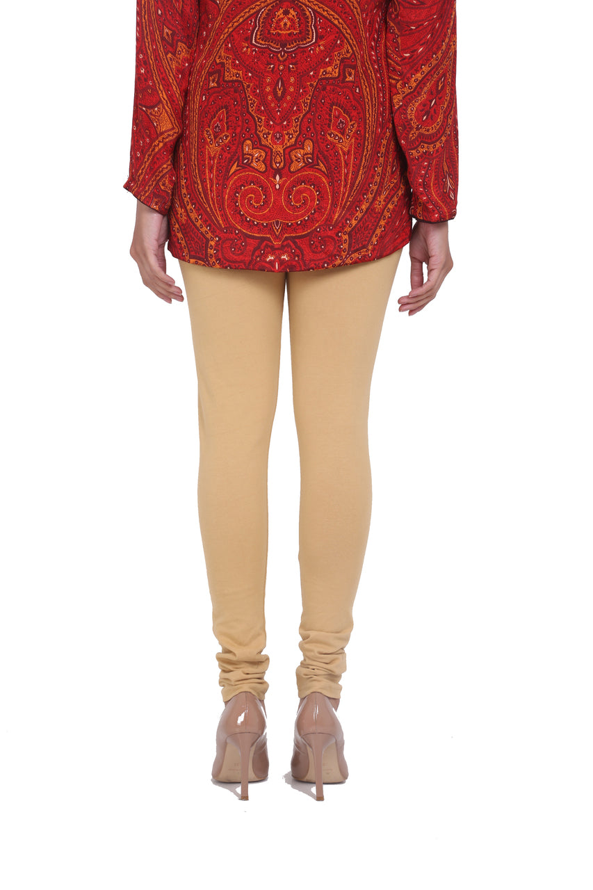 Solid Churidar Leggings - Beige