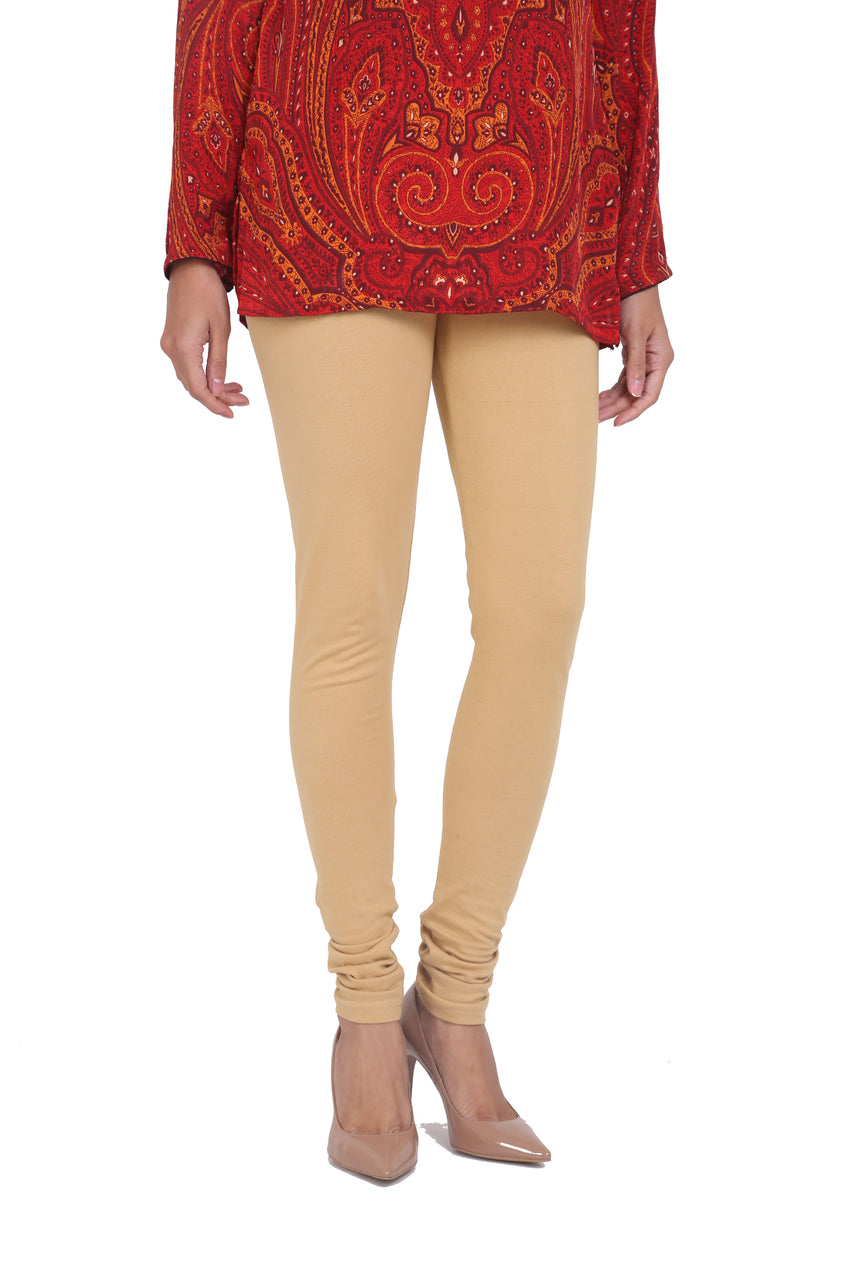Solid Churidar Leggings - Beige