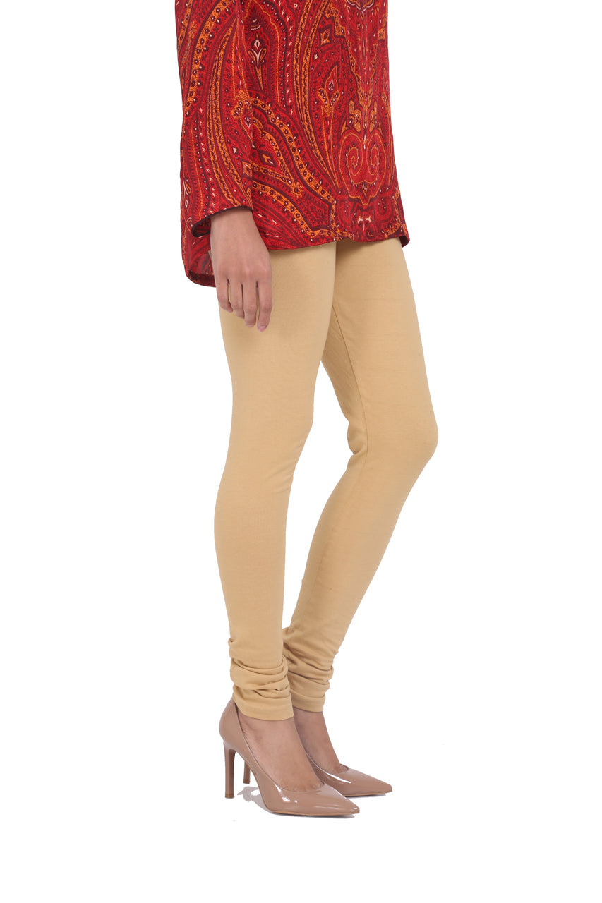 Solid Churidar Leggings - Beige