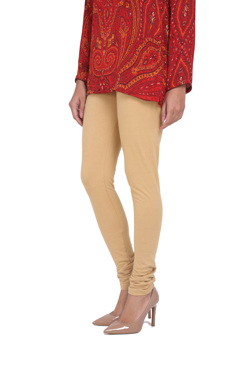 Solid Churidar Leggings - Beige
