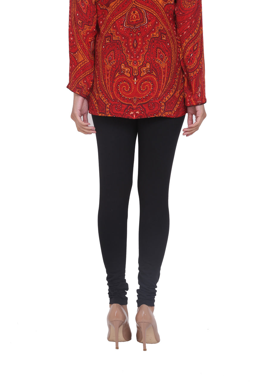 Solid Churidar Leggings - Black