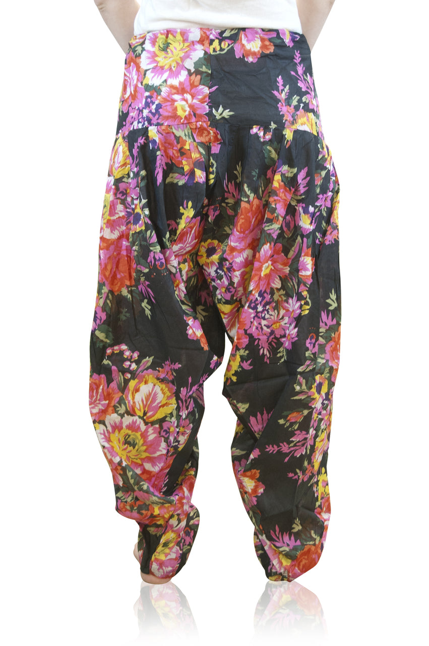 Indian Clothing Women's Full Length Patiala Dancer Pants Black Floral Print, with Scarf åäÌÝÌÕ Back