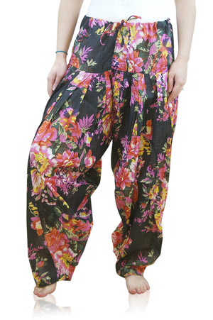 Indian Clothing Women's Full Length Patiala Dancer Pants Black Floral Print, with Scarf åäÌÝÌÕ Front