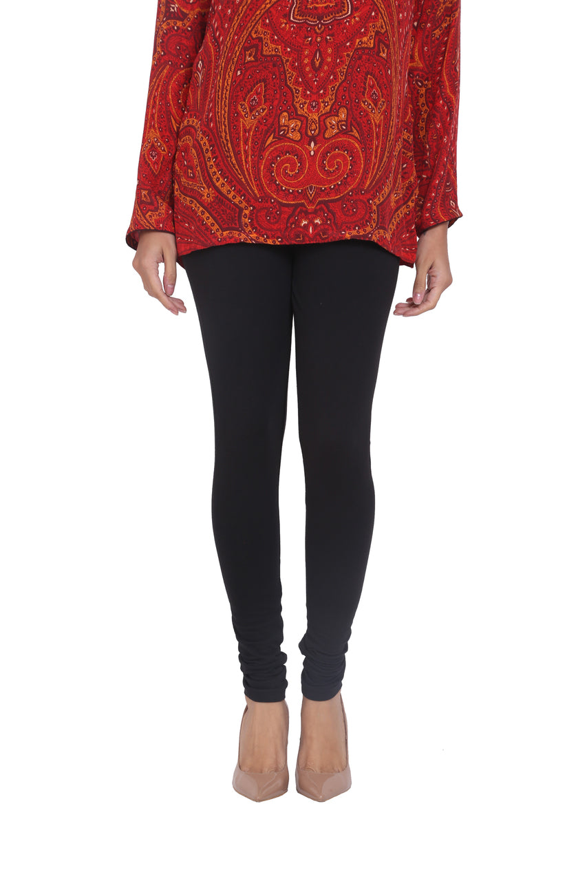Solid Churidar Leggings - Black