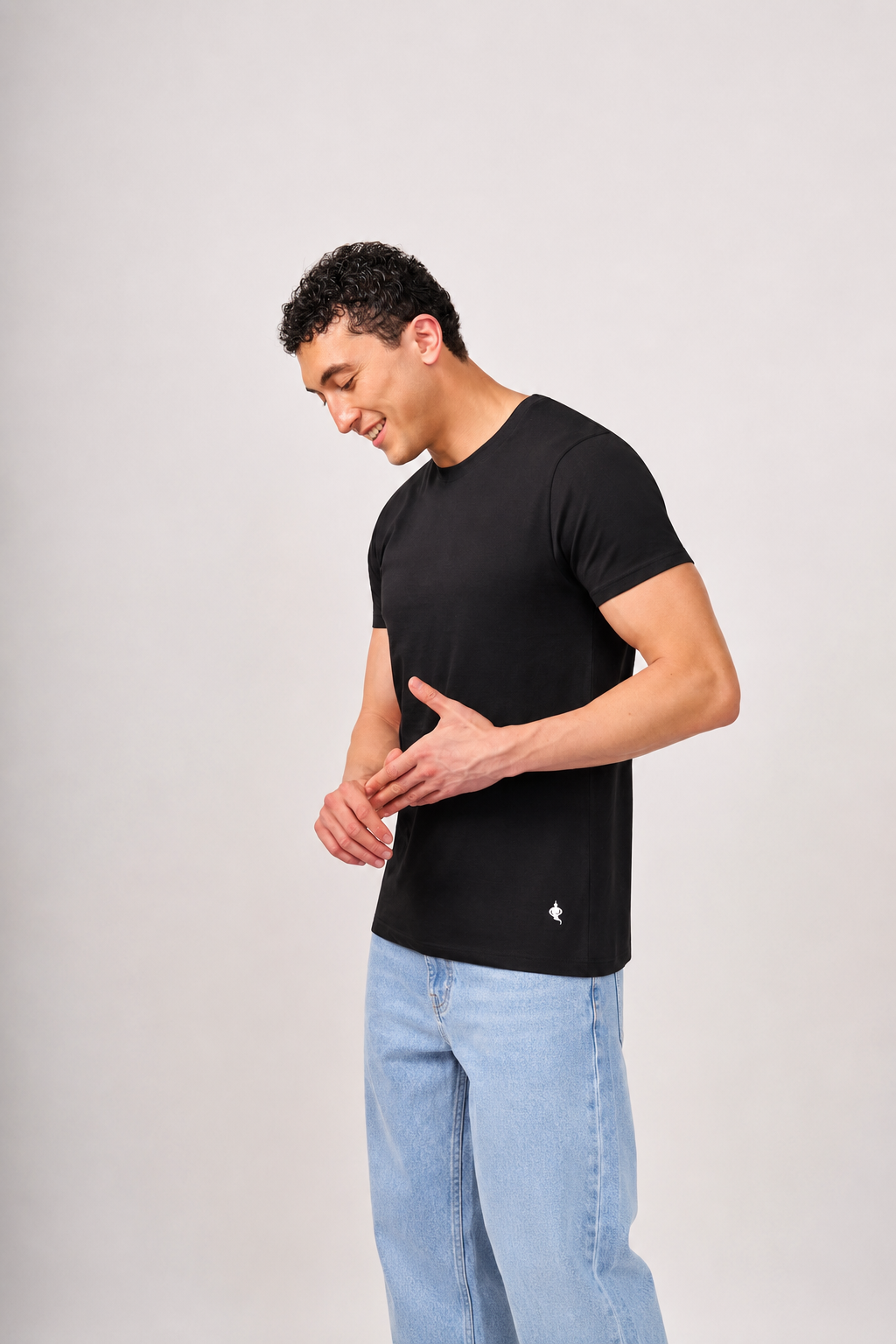 Macho Genie - Men's Crew Neck T-Shirt - Onyx Black