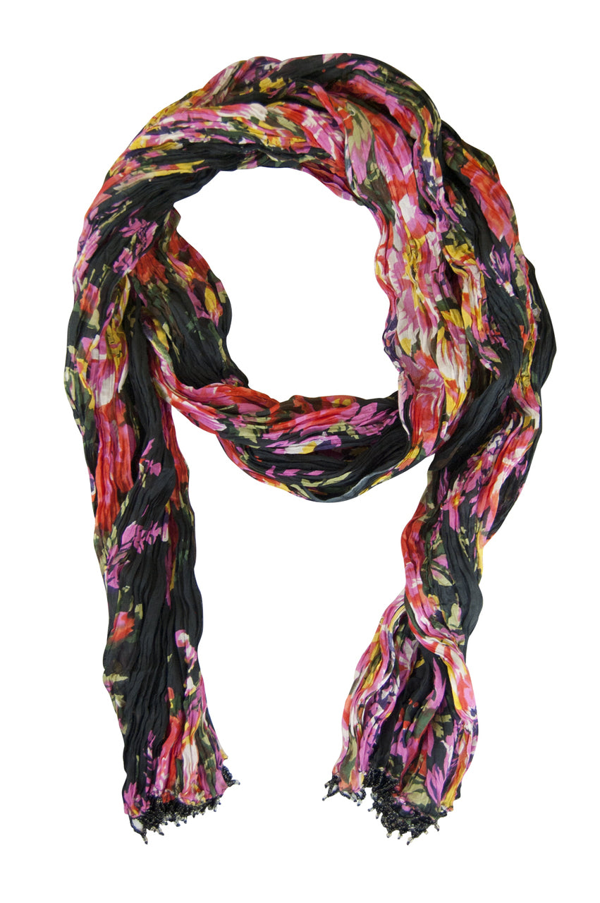 Indian Clothing Women's Full Length Patiala Dancer Pants Black Floral Print, with Scarf åäÌÝÌÕ Scarf