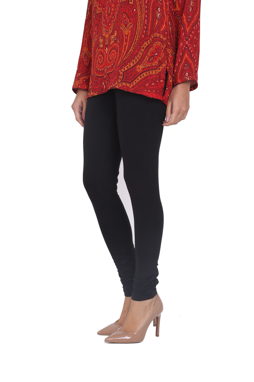 Solid Churidar Leggings - Black