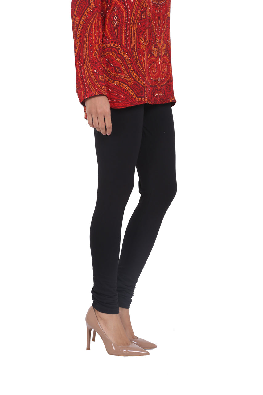 Solid Churidar Leggings - Black