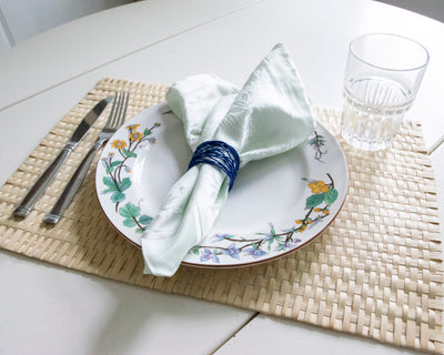 Handmade Napkin Rings: Blue Mesh | In-Sattva