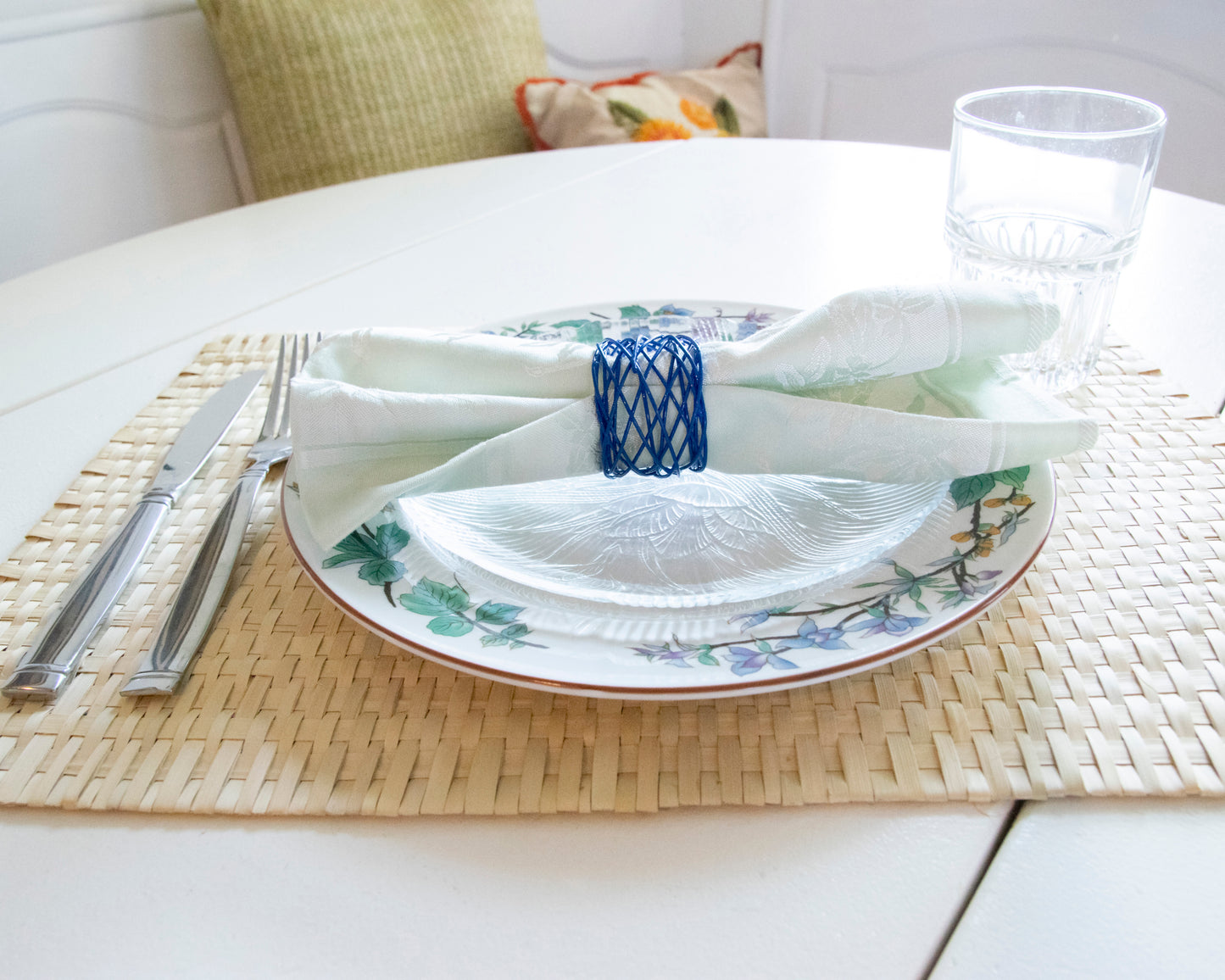 Handmade Napkin Rings: Blue Mesh | In-Sattva