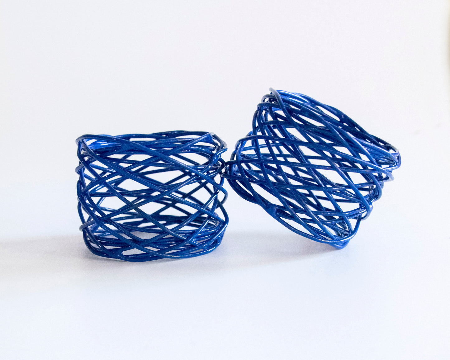 Handmade Napkin Rings: Blue Mesh | In-Sattva