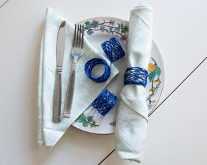 Handmade Napkin Rings: Blue Mesh | In-Sattva
