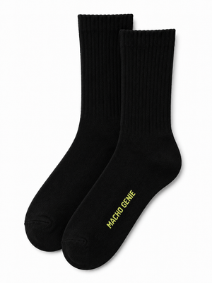 Macho Genie Men’s Black Crew Length Socks