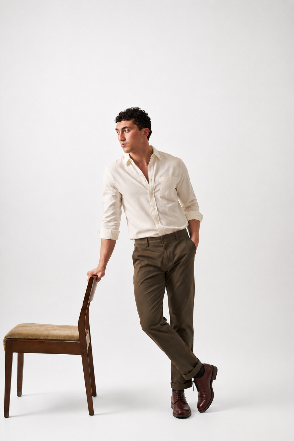 Macho Genie Men’s Slim Fit Chinos – Premium Stretch Casual Trousers (Olive Green)