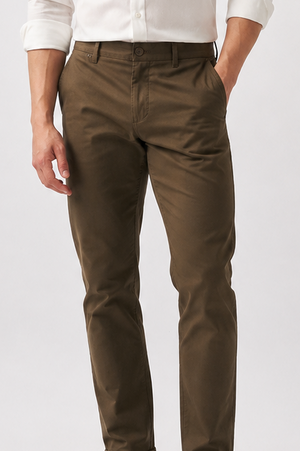 Macho Genie Men’s Slim Fit Chinos – Premium Stretch Casual Trousers (Olive Green)