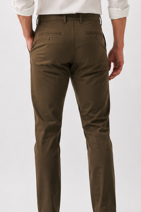 Macho Genie Men’s Slim Fit Chinos – Premium Stretch Casual Trousers (Olive Green)