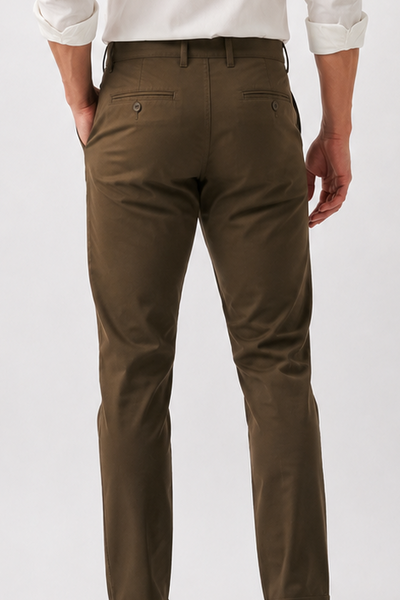 Macho Genie Men’s Slim Fit Chinos – Premium Stretch Casual Trousers (Olive Green)