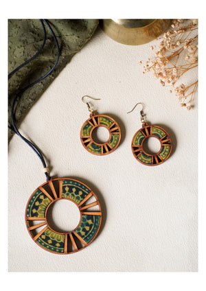 Ethnic Tribal Inspired Wooden Jewelry Set | Natural View
