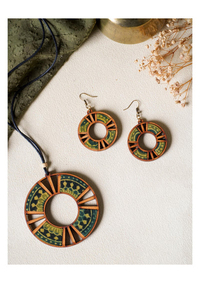 Ethnic Tribal Inspired Wooden Jewelry Set | Natural View