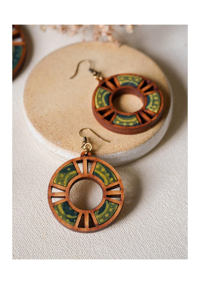 Ethnic Tribal Inspired Wooden Earrings | Natural View