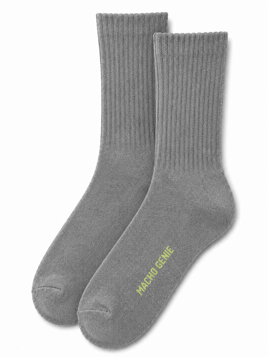 Macho Genie Men’s Grey Crew Length Socks