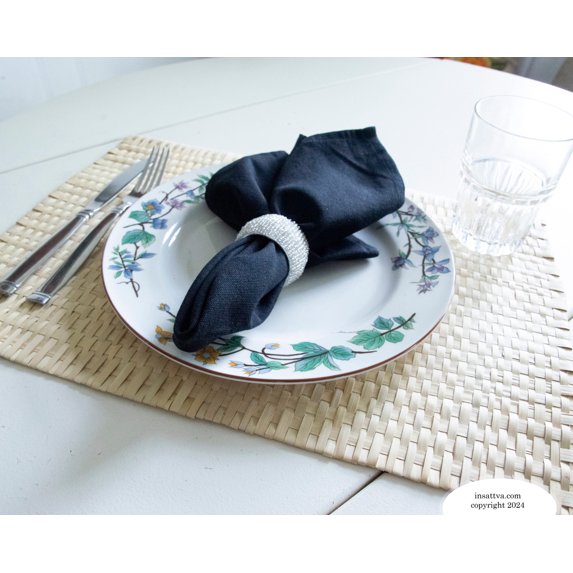 Handmade Finely Beaded Napkin Rings for Dinners, Weddings, Banquets, and Special Occasions; Silver