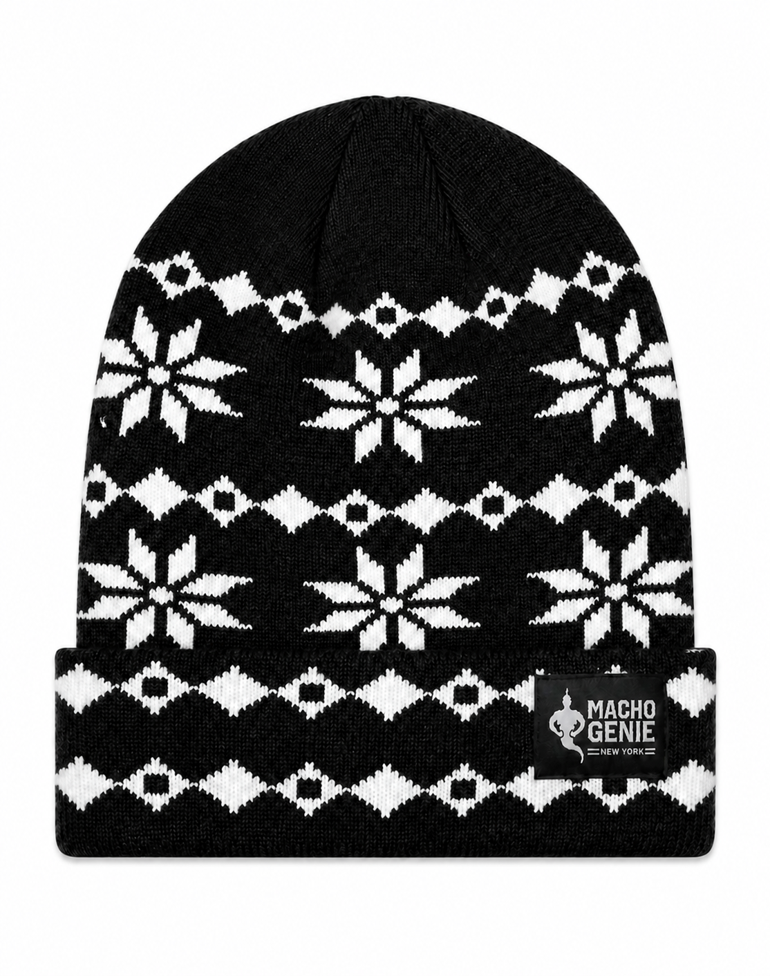 Macho Genie Men’s Black Knitted Beanie Cap - Black