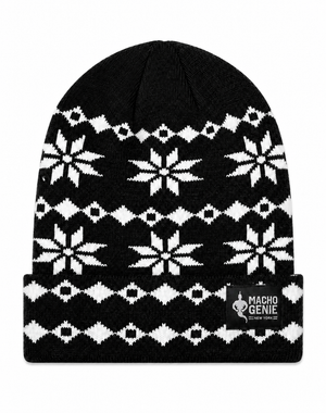 Macho Genie Men’s Black Knitted Beanie Cap - Black