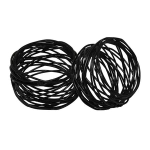 Handmade Artisan Crafted Mesh Metal Dining Napkin Rings, Black