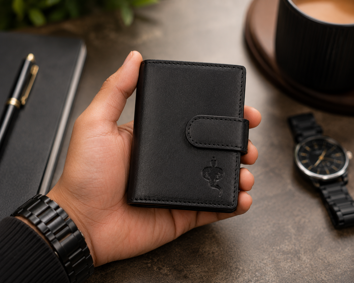 Macho Genie Urban Wrap RFID Leather Card Wallet – Black